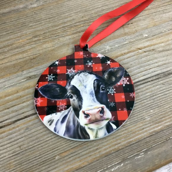 Black and White Dairy Cow Christmas Ornament Double Sided - Picture 4 of 7